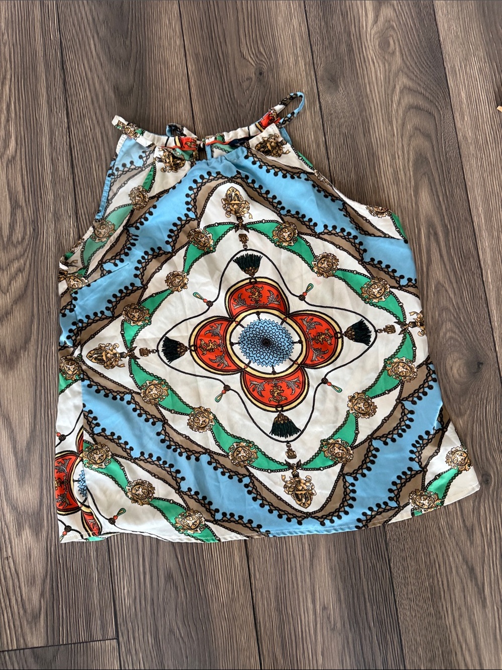 Tommy Hilfiger Halter Top L Scarf Print Y2K Boho